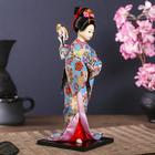 Кукла коллекционная "Японка в цветочном кимоно с опахало" 30х12,5х12,5 см - Фото 3