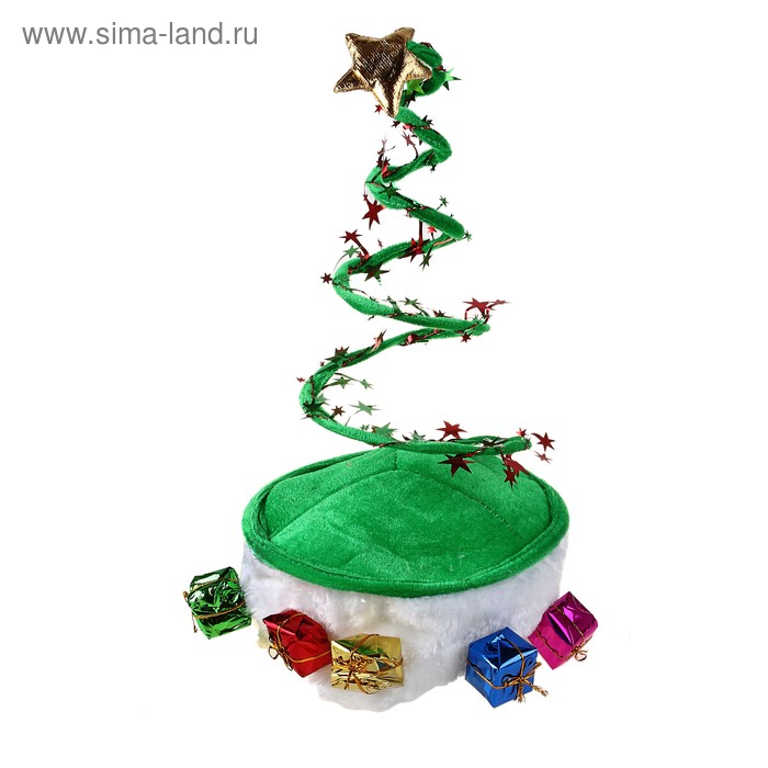 Карнавальная шляпа "Ёлочка с подарками" - Фото 1