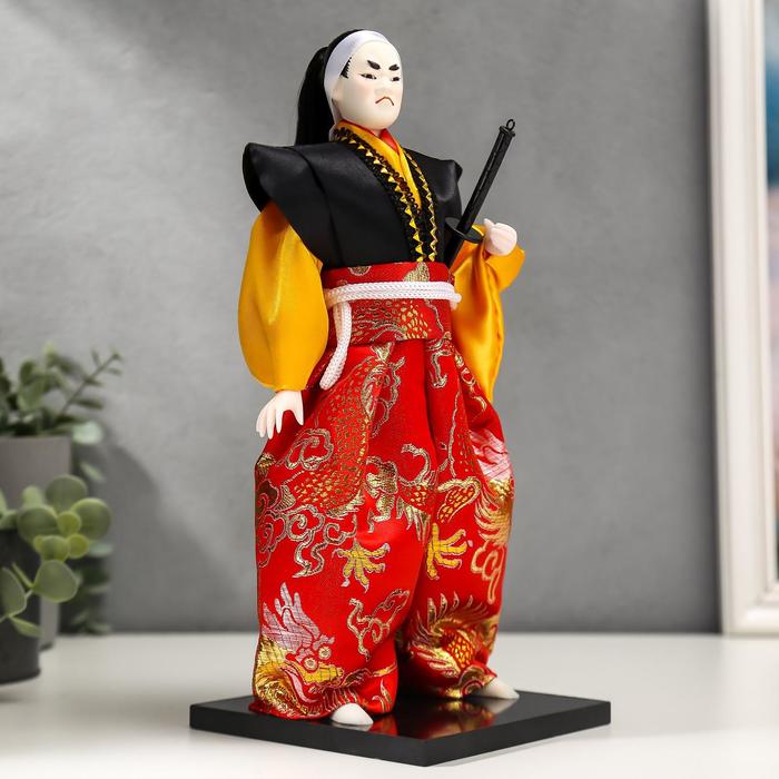 Кукла коллекционная "Воин в ярком кимоно с саблей" 30х12,5х12,5 см - фото 1898199052