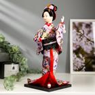Кукла коллекционная "Японка в цветочном кимоно с бабочкой на руке" 30х12,5х12,5 см - Фото 2