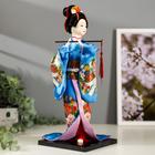 Кукла коллекционная "Японка в шелковом голубом кимоно с флейтой" 30х12,5х12,5 см - Фото 2