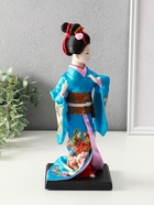 Кукла коллекционная «Японка в шелковом голубом кимоно с флейтой», 30×12.5×12.5 см - Фото 2