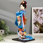 Кукла коллекционная "Японка в шелковом голубом кимоно с флейтой" 30х12,5х12,5 см - Фото 3
