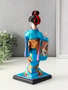 Кукла коллекционная «Японка в шелковом голубом кимоно с флейтой», 30×12.5×12.5 см - Фото 3