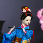Кукла коллекционная "Японка в шелковом голубом кимоно с флейтой" 30х12,5х12,5 см - Фото 5