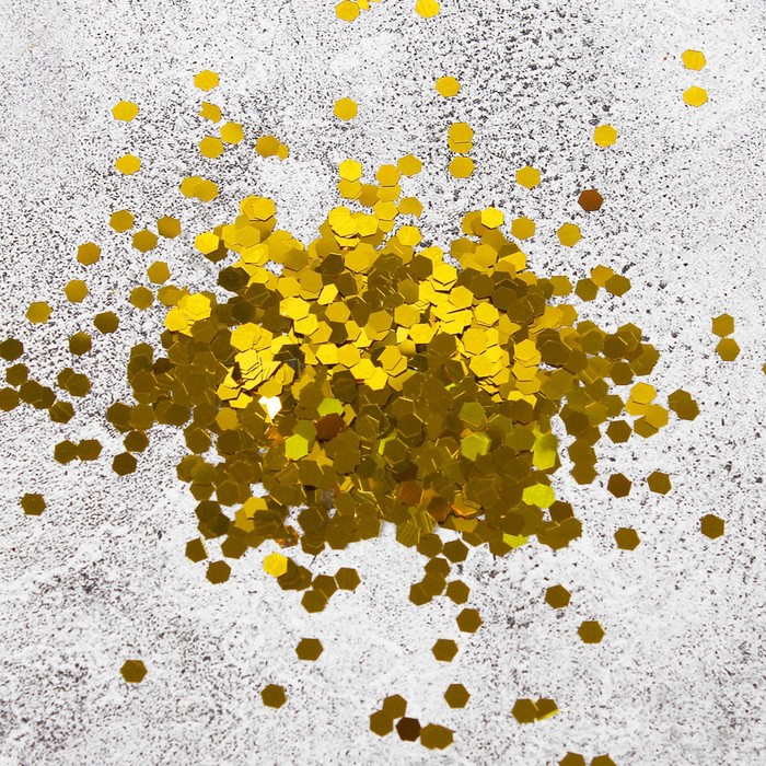 Наполнитель для шара «Конфетти шестиугольник», 4 мм, цвет золотой, 100 г - Фото 1