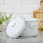 Кастрюля эмалированная, 6 л, d=24 см, без деколи, цилиндрическая, индукция, белая - Фото 2