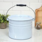 Ведро цилиндрическое эмалированное, 9 л, с крышкой, цвет МИКС - Фото 1