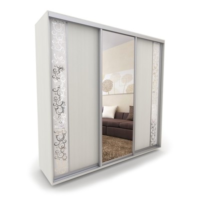 Шкаф-купе «Акцент-Вера», 1800х600х2310 мм, зеркало «спирали М», цвет выбеленное дерево