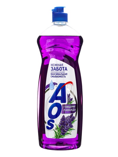 Средство для мытья посуды AOS, гель, лаванда и глицерин, 900 г