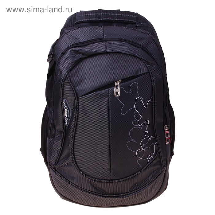 Рюкзак школьный, 3 отдела, 2 боковых кармана - сетка, черный - Фото 1