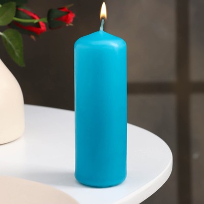 Свеча-цилиндр, 4×12 см, 15 ч, бирюза