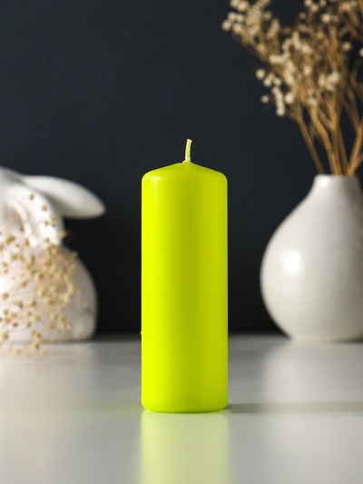 Свеча-цилиндр, 4×12 см, 15 ч, фисташковая