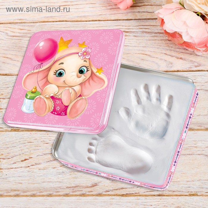 Слепок ручки малышки и прорезыватель, подарочный набор - Фото 1