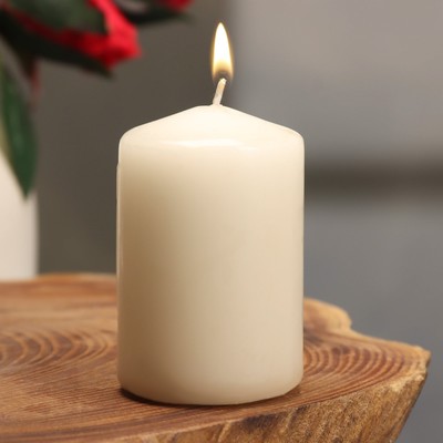 Свеча-цилиндр, 4×6 см, 9 ч, шампань