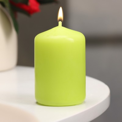 Свеча-цилиндр, 4×6 см, 9 ч, фисташковая