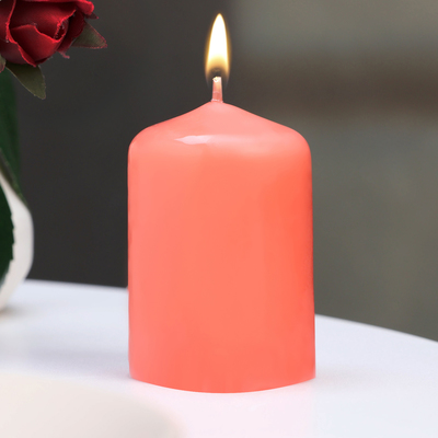 Свеча-цилиндр, 4×6 см, 9 ч, лососёвая