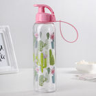 Бутылка для воды пластиковая «Тропики», 500 мл, цвет розовый - Фото 1