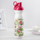 Бутылка для воды пластиковая «Тропические фламинго», 680 мл, цвет белый - Фото 2