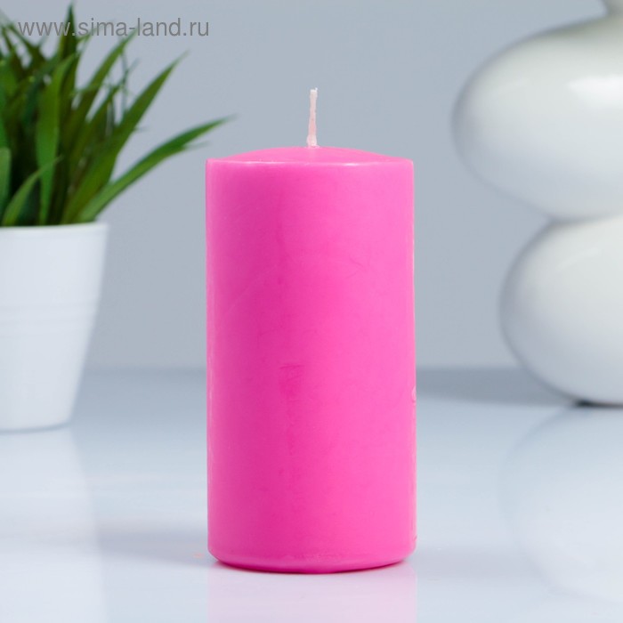 Свеча - цилиндр, парафиновая, фуксия, 6×12 см - Фото 1
