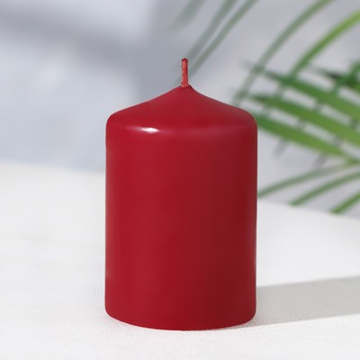 Свеча-цилиндр, 4×6 см, 9 ч, бордо