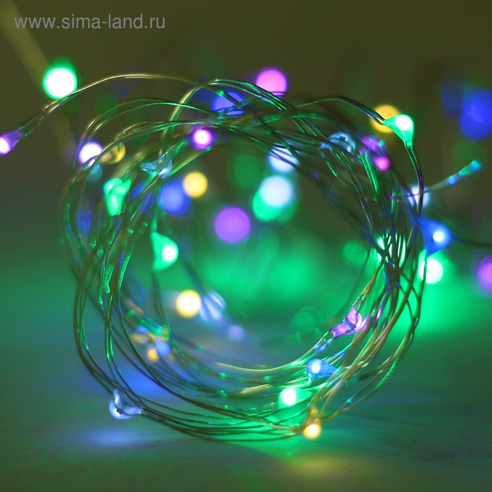 Светодиодная лента для воздушного шара, 2 метра, батарейка, цвет МИКС - Фото 1