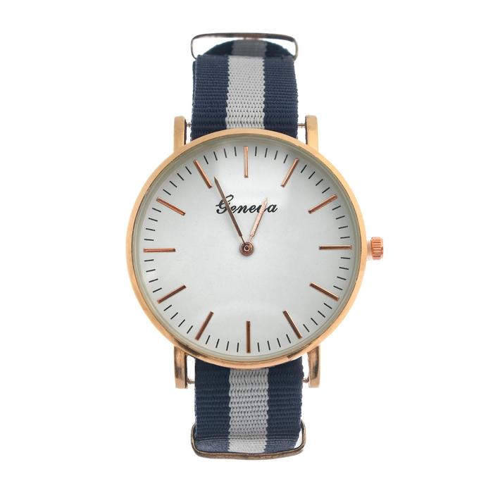 Часы наручные женские "Женева", белый циферблат, ремешок текстиль