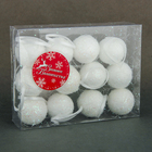 Набор шаров пластик d-4 см, 12 шт "Пушистый снежок" белый - Фото 2