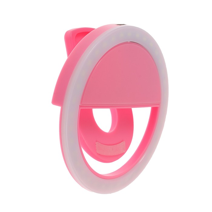 Светодиодная кольцевая лампа для телефона LuazON AKS-06, 3 режима, 80 мАч, розовая - фото 1906997207