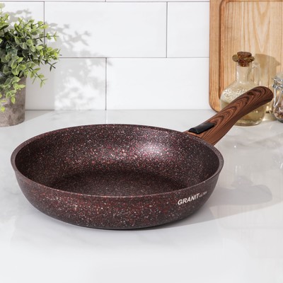 Сковорода KUKMARA Granit ultra, d=28 см, съёмная ручка, антипригарное покрытие, коричневая