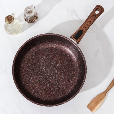 Сковорода KUKMARA Granit ultra, d=28 см, съёмная ручка, антипригарное покрытие, коричневая
