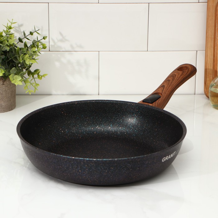 Сковорода KUKMARA Granit ultra blue, d=28 см, съёмная ручка, антипригарное покрытие, алюминий, чёрная - Фото 1