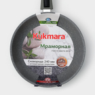 Сковорода, d=24 см, съёмная ручка, антипригарное покрытие, цвет светлый мрамор - фото 20923380