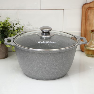 Кастрюля KUKMARA, 4 л, d=26 см, h=14 см, антипригарное покрытие, литой алюминий, светлая, мрамор