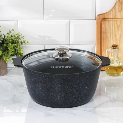 Жаровня, 5 л, d=29 см, стеклянная крышка, антипригарное покрытие, серый