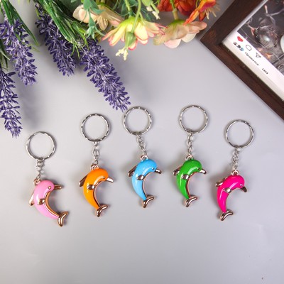 Брелок пластик под металл "Дельфин яркий" МИКС 3,5х3,2х1 см