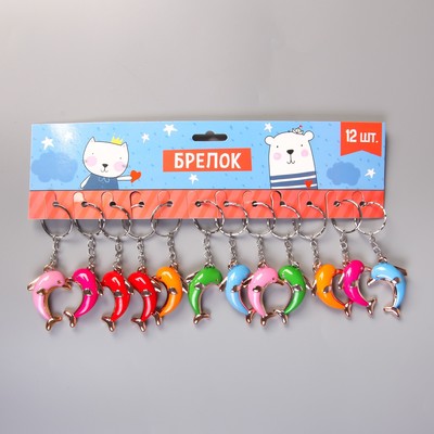 Брелок пластик под металл "Дельфин яркий" МИКС 3,5х3,2х1 см