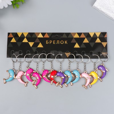 Брелок пластик под металл "Дельфин яркий" МИКС 3,5х3,2х1 см