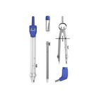 Готовальня Erich Krause University, 5 предметов, 140 мм, металлический циркуль с одной сгибаемой ножкой и максимальным радиусом 21.8 см, кронциркуль, удлинитель, держатель, грифель, европодвес - фото 20923651