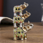 Фигурка полистоун «Пирамида из 3-х слонов в попонах с бахромой», 11.8×6.7×2.8 см - Фото 2