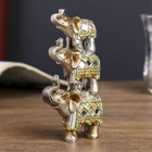 Фигурка полистоун «Пирамида из 3-х слонов в попонах с бахромой», 11.8×6.7×2.8 см - Фото 3