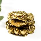 Нэцке полистоун бронза "Денежная жаба на монетах со слитками золота" 3х4х5 см - Фото 1
