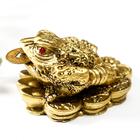 Нэцке полистоун бронза "Денежная жаба на монетах со слитками золота" 3х4х5 см - Фото 2