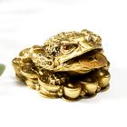 Нэцке полистоун бронза "Денежная жаба на монетах со слитками золота" 3х4х5 см - Фото 3