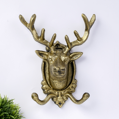 Настенные крючки декоративные «Золотой олень», чугун, 22.5×18.5×9.5 см