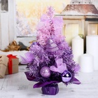 Искусственная ёлка настольная «Зимнее волшебство. Двойная», 30 см, с шарами, ветки ПВХ отгибаются, фиолетовая - Фото 2