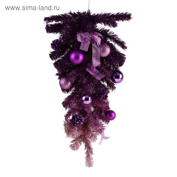 Ёлка декор фиолет настенная 60 см, ширина 33 см, двойная - Фото 1