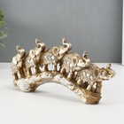 Сувенир полистоун "Пять слонов на камне в попонах с бахромой" 11х24,5х4,5 см - фото 23151905