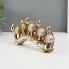 Сувенир полистоун "Пять слонов на камне в попонах с бахромой" 11х24,5х4,5 см - фото 24495199