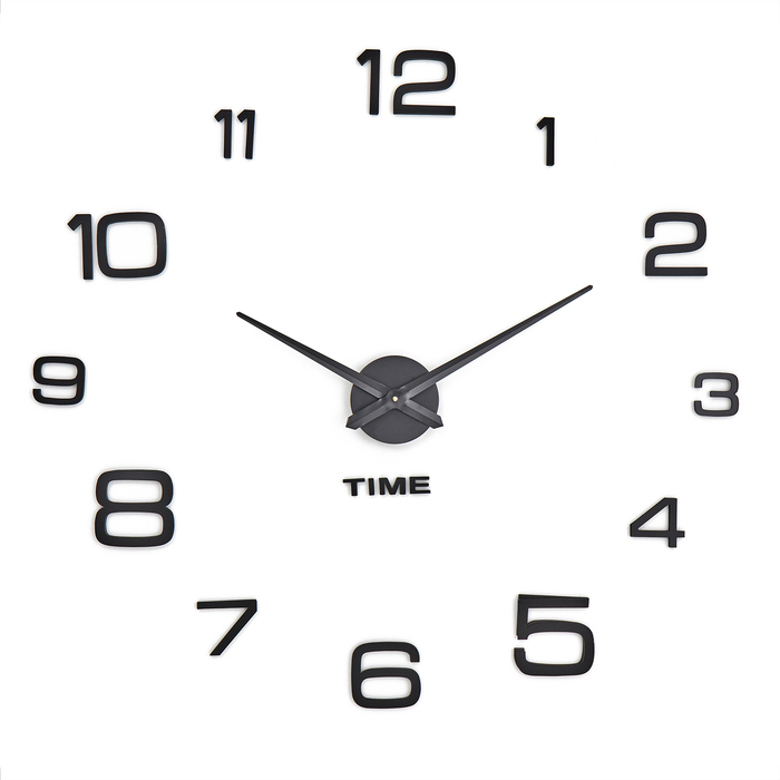 Часы настенные интерьерные большие, 3d «Мита», плавный ход, наклейка, d=120 см, чёрные - Фото 1